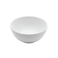 A simple white ceramic bowl isolated on a transparent background, perfect for food photography