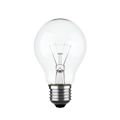 A clear incandescent light bulb isolated on a transparent background, representing ideas and innovation