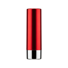 Red metallic lipstick tube isolated on transparent background