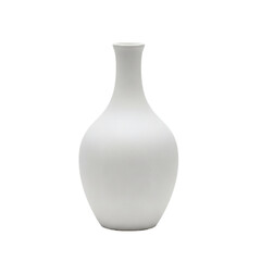 A simple white ceramic vase with a textured surface, isolated on transparent background