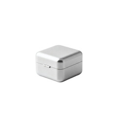 Small silver cube box isolated on transparent background