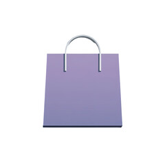 A simple, light purple shopping bag with silver handles and subtle shading, suggesting a smooth texture