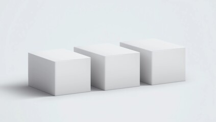 Set of white cardboard boxes mockups isolated on white background 