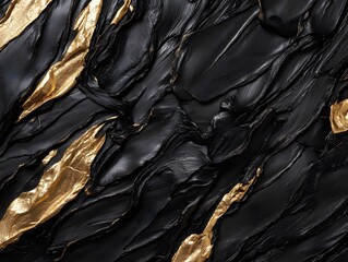 Abstract Black Gold Swirls Paint Texture Background