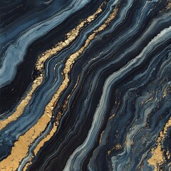 Abstract Blue Gold Marble Texture Swirls Background
