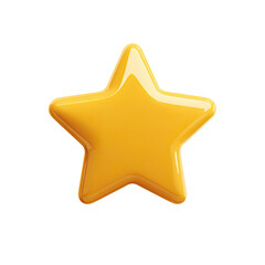 A glossy, golden-yellow five-pointed star, rendered in a 3D style, with a smooth, almost rubbery texture