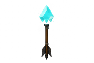 Fantasy crystal arrow magic weapon with transparent background