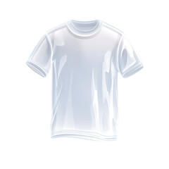 A crisp, white, short-sleeved crew-neck t-shirt, rendered with a slightly translucent effect, suggesting a lightweight fabric