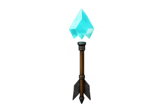 Fantasy crystal arrow magic weapon with transparent background