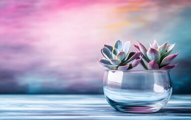 Two Succulents in Glass Bowl Minimalist Still Life Photography