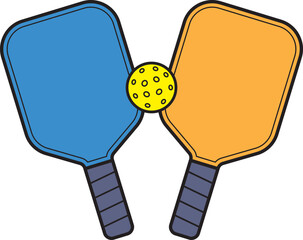 Pickleball Paddles and ball sport game play icon.