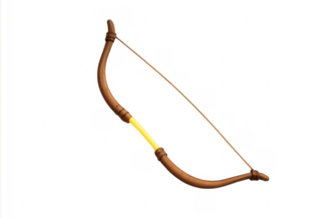 Wooden bow with glowing element on transparent background