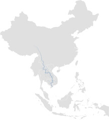 Mekong river system – rivers vector map of Southeast Asia highlighting main stem and primary tributaries (Web Mercator, scaled by river size, PPT-compatible, multi-layered & fully editable)