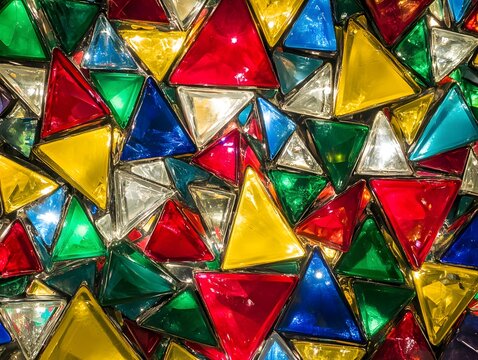 Colorful Triangle Glass Mosaic Abstract Background with Vibrant Colors and Texture