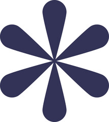 A sixpetal dark blue abstract flower logo on a white background