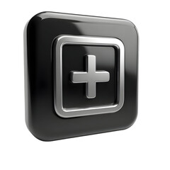 Obraz premium 3 d rendered add icon with metallic silver trim