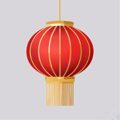 Festive Red Lantern with Gold Accents for Celebrations and Cultural Events