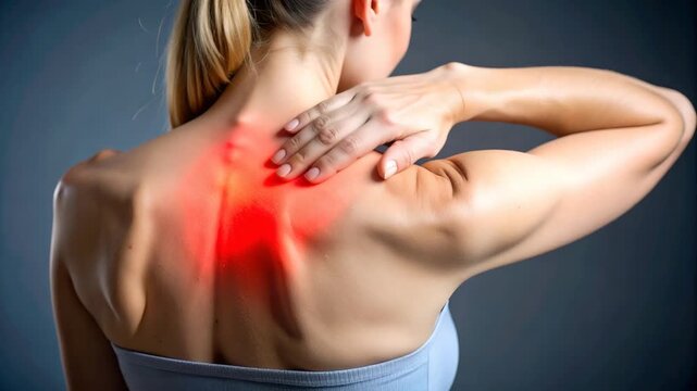 Woman experiencing upper back pain