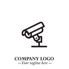 Black and White CCTV Logo Illustration in Minimalist Modern Vector Design for Security and Surveillance
