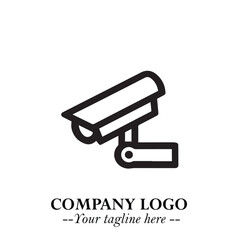 Black and White CCTV Logo Illustration in Minimalist Modern Vector Design for Security and Surveillance