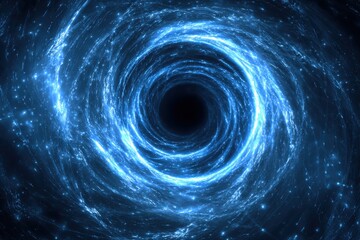 Cosmic Vortex - Abstract Digital Art of a Glowing Blue Black Hole.