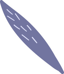 A stylized elongated purple leaf shape with light purple lines