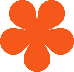 A stylized fivepetal orange flower against a white background