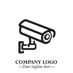Black and White CCTV Logo Illustration in Minimalist Modern Vector Design for Security and Surveillance