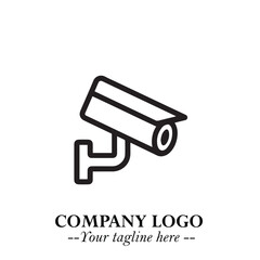 Black and White CCTV Logo Illustration in Minimalist Modern Vector Design for Security and Surveillance
