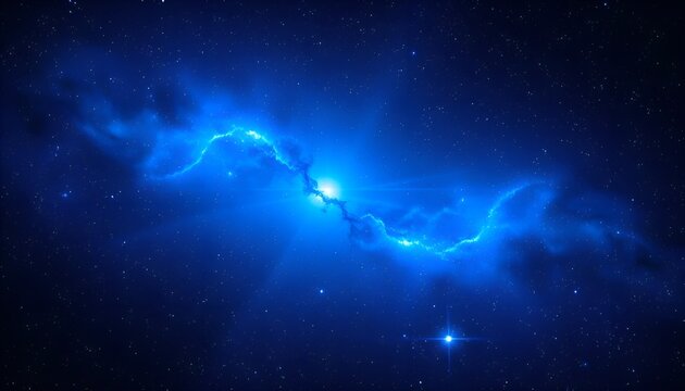 Bright Blue Galactic Flare. Fantastic view of a blue nebula with a glowing bright center and surrounding stars.