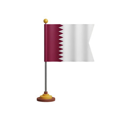 3D Qatar Flag on a Stand