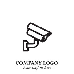Black and White CCTV Logo Illustration in Minimalist Modern Vector Design for Security and Surveillance