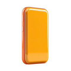 Glossy, rectangular phone case in shades of orange and burnt orange, shown at a slight angle against a black background