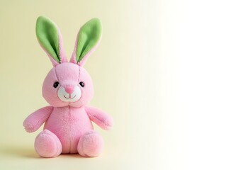 Obraz premium Pink Rabbit Stuffed Animal on Pastel Background.