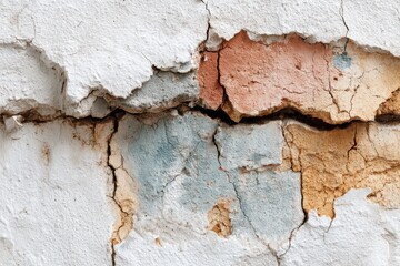 Textures of layers and cracks in old stucco telling stories of time and weathered beauty
