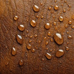 Experiencing the beauty of tanned leather under a light drizzle in a serene space