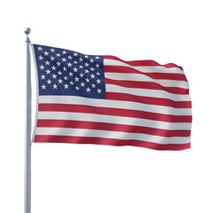Waving American Flag on a Pole