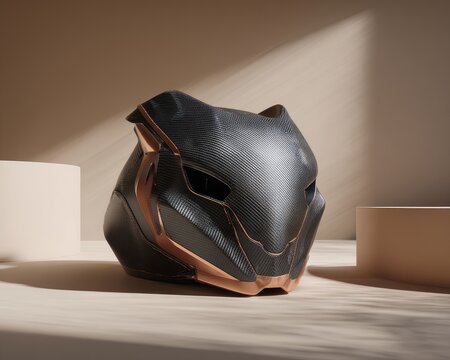 Pixelated Dark Helmet Design On Light Beige Background