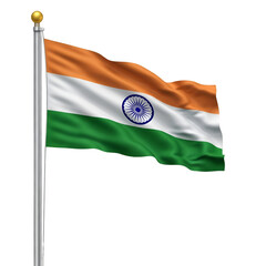 Waving Indian Flag on a Pole