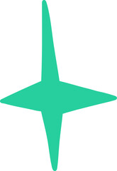 A teal fourpointed star with uneven points on a white background