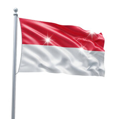 Waving Indonesian Flag on a Pole