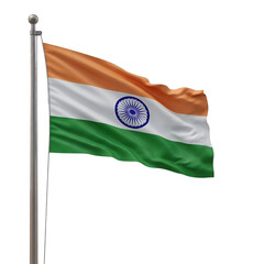 Waving Indian Flag on a Pole