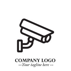 Black and White CCTV Logo Illustration in Minimalist Modern Vector Design for Security and Surveillance