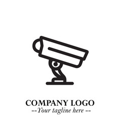 Black and White CCTV Logo Illustration in Minimalist Modern Vector Design for Security and Surveillance