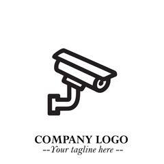 Black and White CCTV Logo Illustration in Minimalist Modern Vector Design for Security and Surveillance
