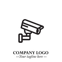 Black and White CCTV Logo Illustration in Minimalist Modern Vector Design for Security and Surveillance
