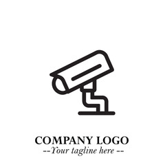 Black and White CCTV Logo Illustration in Minimalist Modern Vector Design for Security and Surveillance
