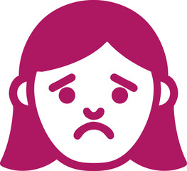 Melancholy sad girl face icon &ndash; cartoon style emotion vector