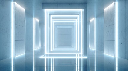 habitacion en color claro en blanco con iluminacion escenario vacio con luz exterior cuarto con paredes y muros lisos concepto abstracto de intriores estilo minimalista