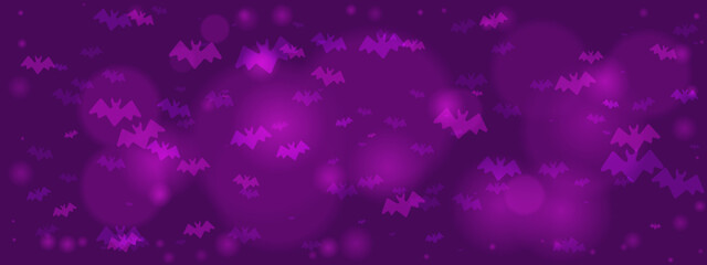 Abstract purple background with flying bats and bokeh lights, perfect for Halloween designs and spooky themes